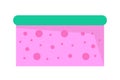 Pink porous wisp of bast with bubbles, bathroom sponge icon, cleaning tool or equipment, vector icon