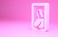 Pink Portrait picture in museum icon isolated on pink background. Minimalism concept. 3d illustration 3D render