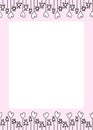 Pink postcard frame for girls. Cute vector stock illustration. Bears and hearts. Copy space
