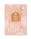Pink Postcard Merry Christmas with Cookies Vector