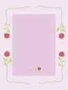 Pink postcard with a pattern of scarlet roses