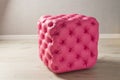 Sweet home. Leather pouf in the room Royalty Free Stock Photo