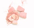 Pink powder cosmetic powder make up crushed on white Royalty Free Stock Photo