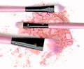 Pink powder cosmetic powder make up crushed on white Royalty Free Stock Photo