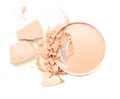 Pink powder cosmetic powder make up crushed on white Royalty Free Stock Photo