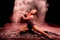 Pink powder dance pose Royalty Free Stock Photo