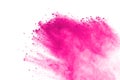 Pink powder explosion isolate on white background. Paint Holi. Royalty Free Stock Photo