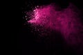 Pink powder explosion isolate on white background. Paint Holi. Royalty Free Stock Photo