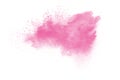 Pink powder explosion on white background. Pink dust splash cloud.Launched colorful particles Royalty Free Stock Photo