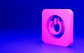 Pink Power button icon isolated on blue background. Start sign. Minimalism concept. 3D render illustration Royalty Free Stock Photo