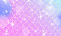 Pink princess background. Magic stars. Gold scales. Unicorn pattern. Fantasy galaxy.