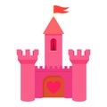 Pink princess castle icon, cartoon style Royalty Free Stock Photo