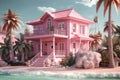 pink princess house, pink color doll house, castle