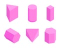 Pink Prisms, Set of Six Geometric Figures Banner