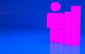 Pink Productive human icon isolated on blue background. Idea work, success, productivity, vision and efficiency concept