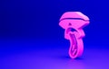 Pink Psilocybin mushroom icon isolated on blue background. Psychedelic hallucination. Minimalism concept. 3D render