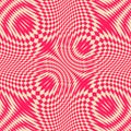 Pink psychedelic vector seamless pattern with optical illusion, distortion