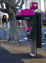 Pink public telephone booth