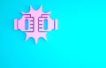 Pink Punch in boxing gloves icon isolated on blue background. Boxing gloves hitting together with explosive. Minimalism