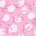 Pink puppet pattern with delicate twigs and circles