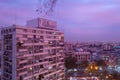 A pink sunset sets over Santiago