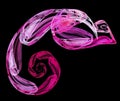 Pink - purple blurred spirals on a black background. Imitation of a drawing with chalk or pastel. Graphic design element. 3d