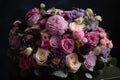 pink and purple bouquet of luxurious pastel flowers for special occasion or display