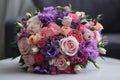 pink and purple bouquet of luxurious pastel flowers for special occasion or display