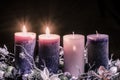 Advent decoration with two burning candles Royalty Free Stock Photo