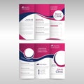 Pink purple circle business trifold Leaflet Brochure Flyer report template vector minimal flat design set, abstract three fold Royalty Free Stock Photo