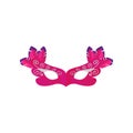 Pink purple color carnival mask with colorful feather
