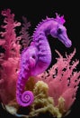 Pink purple colorful seahorse