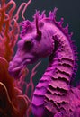 Pink purple colorful seahorse