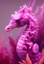 Pink purple colorful seahorses