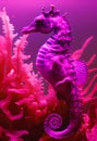 Pink purple colorful seahorses