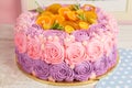 Pink and purple cream cake