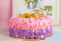 Pink and purple cream cake