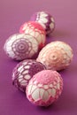 Pink and purple crochet Easter eggs