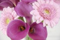 Fresh cut floral arrangement of pink lily and daisy flowers Royalty Free Stock Photo