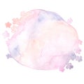 Pink and purple floral watercolor banner ,flower frame.