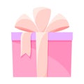 Pink purple gift box closed front ribbon bow flat Royalty Free Stock Photo