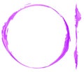 Pink, purple grungy, grunge circle and brushstroke with sketchy, doodle freehand paint, dye splat, splatter effect Royalty Free Stock Photo