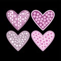 Pink purple hearts with flowers stars and polka dots Royalty Free Stock Photo