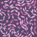 Pink and purple leaves seamless pattern Royalty Free Stock Photo