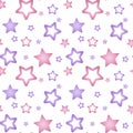 pink and purple nacre stars on a white background pattern seamless vector