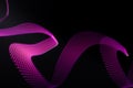 Pink and purple neon flowing wave of light as trail with dotted stripes on black background, pattern. Royalty Free Stock Photo