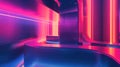 Pink and purple neon lights in a futuristic sci-fi setting AIG51A Royalty Free Stock Photo