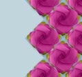 Pink purple paper origami handmade rose on blue pattern Royalty Free Stock Photo