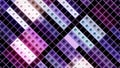 Pink and purple running cubic shaped figures on a black background, seamless loop. Motion. Abstract visualization of