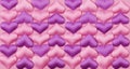 Pink and purple satin hearts in a pattern for Valentine Day Royalty Free Stock Photo